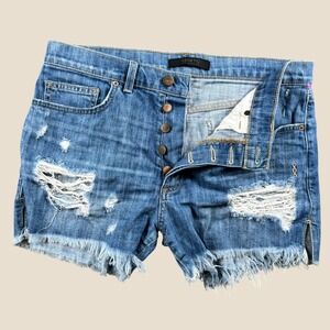 Genetic Denim Shorts Womens 27 Blue Cannes Azalea Distressed Button Fly Cutoff